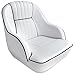 Leader Accessories Pontoon Captains Bucket Seat Boat Seat (White/Navy Blue Piping)