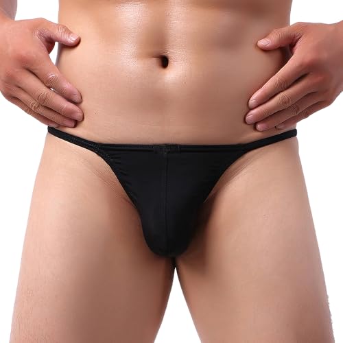 Men's Low Rise G-String Underwear Silky T-back Bulge Underpanties for Men3