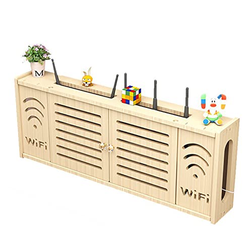 Boîte de rangement routeur WiFi murale en bois avec aération - 2