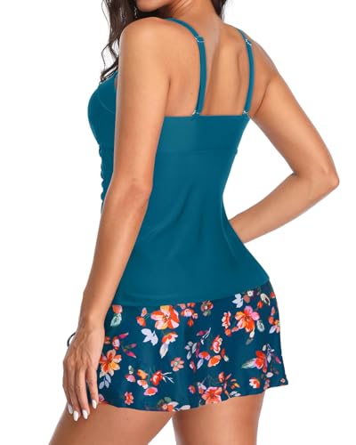 Image of Yonique Womens Underwire Tankini Swimsuits with Skirt Two Piece Bathing Suits Tummy Control Swimwear