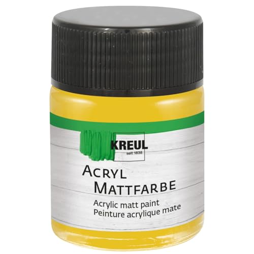 Kreul 75530 - Peinture acrylique mate, or en pot de 50 ml, peinture crémeuse et couvrante, séchage rapide, à base d'eau, convient à de nombreux supports différents, Gold