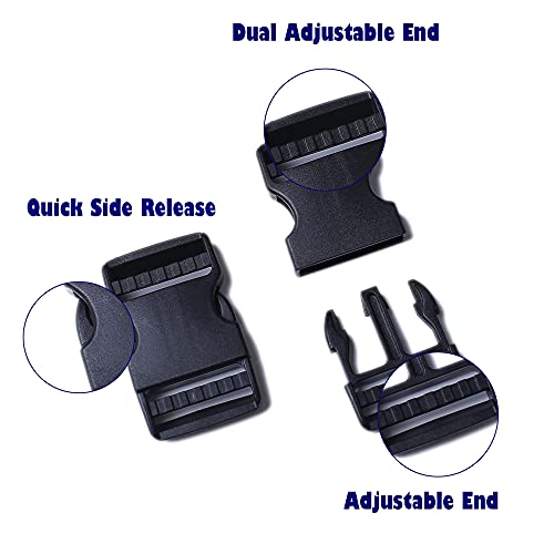 AXEN 4PCS 2 Inch Plastic Buckle, Heavy Duty Dual Adjustable Side Quick Release Military Grade Extra Thick Buckle for Bracelets Backpack Tactical Bag and Gear