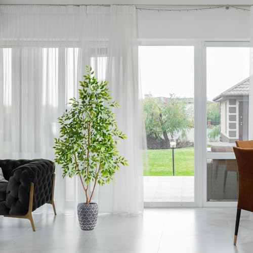 Warmplants Artificial Ficus Tree 7ft Tall Fake Plant with Basket by Warmplants - Used condition - Image 8