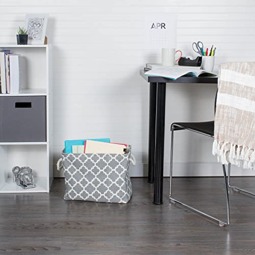 Dii Polyester Container With Handles, Lattice Storage Bin, Large, Gray #TOP3