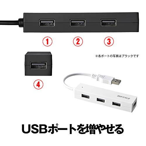 バッファロー BUFFALO USB ハブ USB2.0 バスパワー 4ポート ホワイト BSH4U055U2WH【Nintendo Switch/Windows/Mac対応】