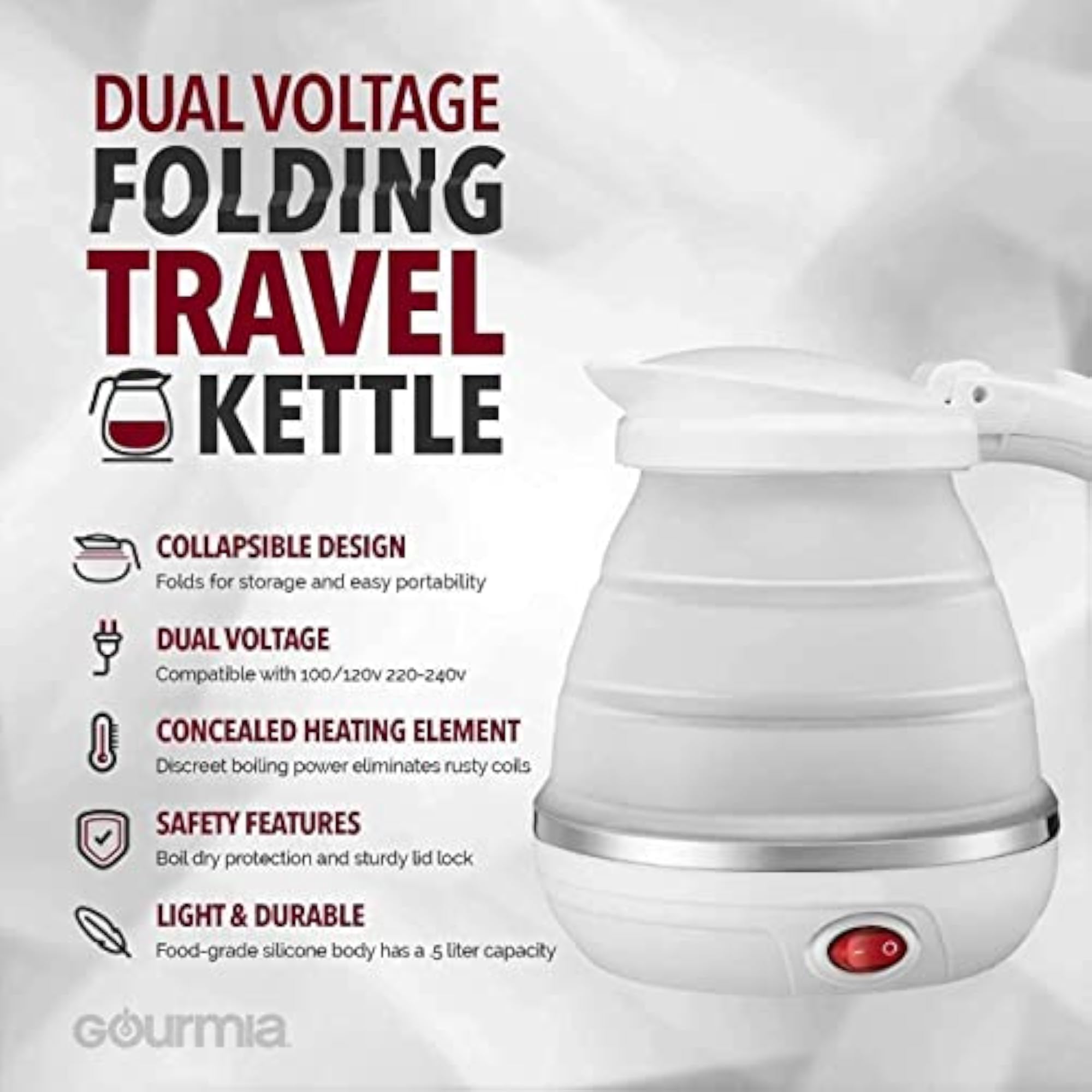 Travel Foldable Electric Kettle, Collapsible Silicone Kettle