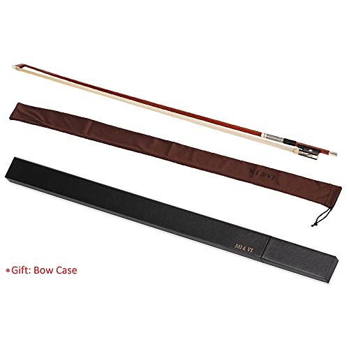 MI&VI NB-795 Professional Pernambuco Wood Skin Carbon Fiber Violin Bow (Full Size 4/4) with Bow Case Included | Well Balanced | Mongolian Horse Hair | Perfect Weight - MIVI Music