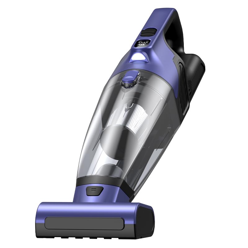 Vankarr Aspiradora de mano con batería de 19000 Pa, aspiradora fuerte sin cable, aspiradora de mano portátil, USB, sin cable para coche, hogar, pelo de animales