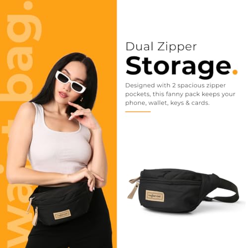 Image of Tressential Waist Bag for Men Women | Cross Body Fanny Pack Sling Bag for Hiking, Travel, Camping, Outdoor Sports, Cycling | Money Belt with Adjustable Strap (Black)