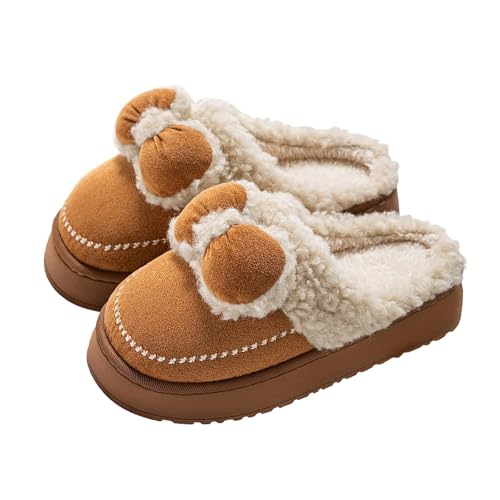 SoLu DAY8 Pantofole Donna Invernali Pelose Antiscivolo Morbide Peluche Comode Calde Ciabatte Uomo Inverno Felpate Eleganti Taglie Forti Casuale Interno Casa Animal Mignon Ragazza Scarpe (Coffee, 38)