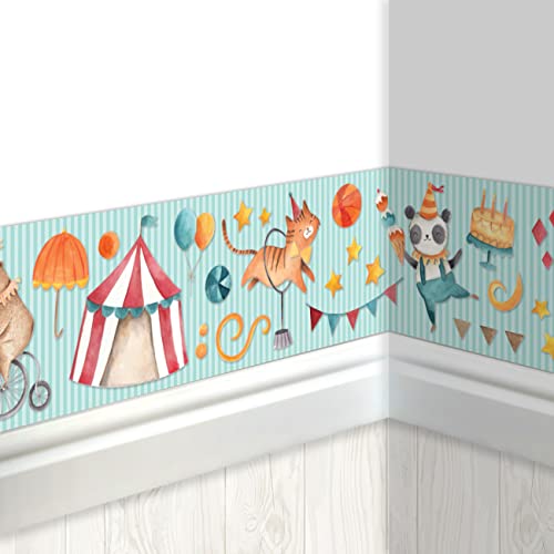 Papierdrachen Borde Infantil Circo | Borde Habitación Infantil | Papel Pintado para Niños | Embellecer Paredes y Habitaciones Temáticas | Decoración de Paredes para Niños y Niñas   Set 3