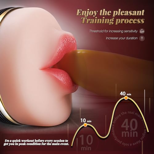 Image of Male Masturbator Oral Sex Toys for Men, Realistic Pocket Pussy Deep Throat Oral Blow Textured with 7.5in Depth, Sexy Lips & Soft Tongue Fleshy Texture, Sex Machine Blowjob Toy for Men