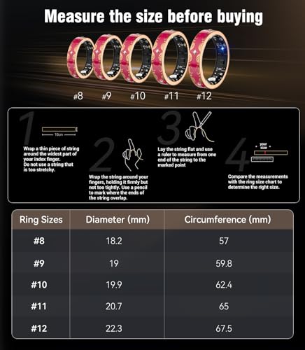 Image of 7 Gen Diamond Smart Ring 【Industry Rank 1-0 Measurement Error】 2026 Smart Ring for Women - Advanced Health Tracker for Wellness and Activity Tracking, Red 10#