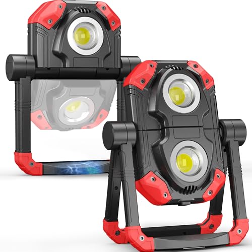 Adelante 2Pack Rechargeable LED Work Light with Magnetic Bases, 2500LM
