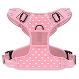 Rnivvi No Pull Dog Harness, Cute Reflective Small Sized Puppy Kitten Harness, Adjustable Soft Padded Vest for Small Dogs, Cats, Heavy Duty Pet Vest with Easy Control Handle for Walking, Pink Hearts