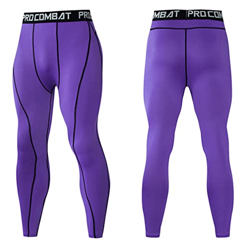 Men's Outdoor Cycling Compression Pants Running Tights, Cool Gym Workout Leggings Baselayer Tights Sports Baselayer(Purple-Xl), X-Large #TOP1
