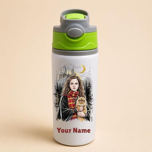 Image of Personalised Aluminium Water Bottle for Kids | Custom Name Cartoon Theme | 600ml Leakproof Bottle | Gift for Brother, Sister, Kids|Customise Gift