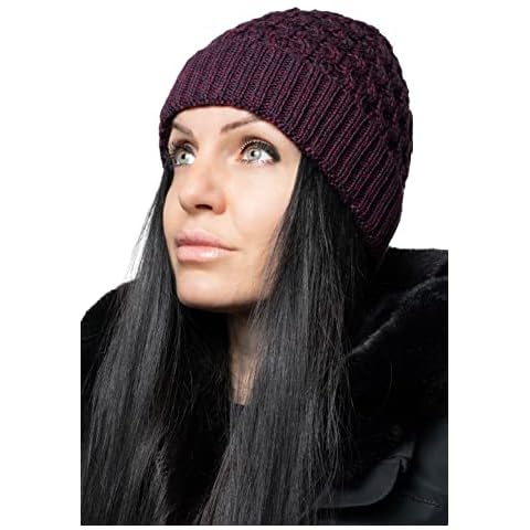 WEST COAST KNITWEAR Unisex Beanie 100% Merino Wool Hat (Dark Berry) Cover