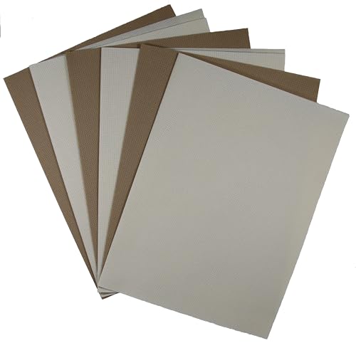 Image of KCS 4 /6 pc of 12 inch x 18 inch(30cmx45cm) 18CT Counted Cotton Aida Cloth Cross Stitch Fabric (6 pc,Cream+Khaki)