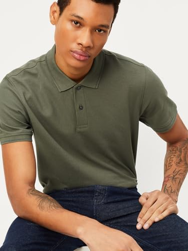 Image of Max Men's Half Sleeves Regular Fit Solid Polo T-Shirt