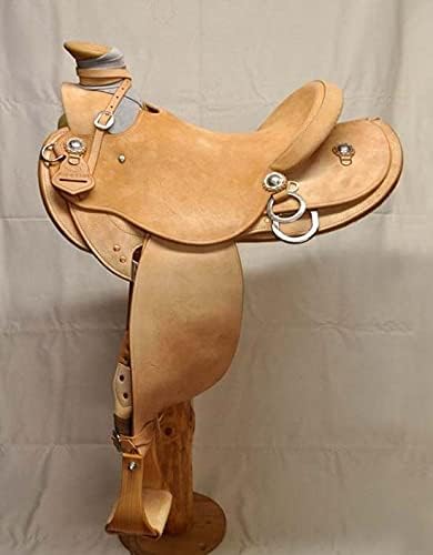 Western Horse Saddle Wade Tree A Fork Ranch Roping Work Handmade Tooled Carved Premium Leather Equestrian Trail Horse Saddle for Horse Riding Size: 10-18 inches Seat, OS112