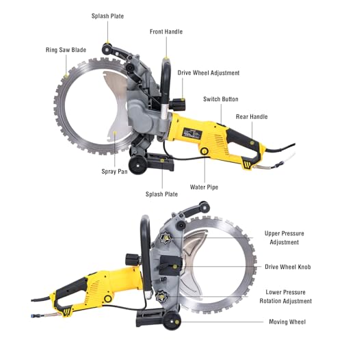 KATSU Tools 5000W Brushless Electric Ring Wall Saw, 29cm Cutting Depth, Powerful Handheld Dust-Free Concrete Brick Wall Chaser Groovin Slotting Machine with Plastic Toolbox 4 KATSU Tools 5000W Brushless Electric Ring Wall Saw, 29cm Cutting Depth, Powerful Handheld Dust-Free Concrete Brick Wall Chaser Groovin Slotting Machine with Plastic Toolbox - Image 4