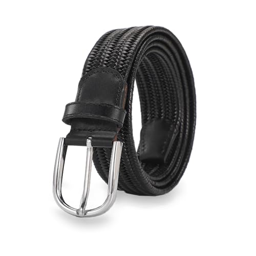 Genuine Leather Braided Belt for Men Jeans Golf, 1 3/8