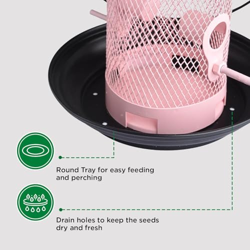 Image of Happy Wings Metal Mesh Tube Bird Feeder for Wild Birds - Pink