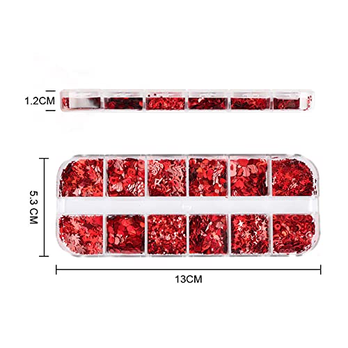 Heart Nail Art Glitter Sequins, Holographic Valentine’s Day Nail Sequin Paillettes 12 Grids 3D Heart Star Butterfly Letter Leaf Nail Glitter Flakes For Women Diy Nail Art Decorations Manicure Design #TOP6