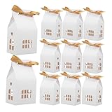 Alipis 12 piezas Cajas para Dulces con Diseño de Casa Hueca Blancas Cajas de para Fiestas Bodas y Navidad Contenedores Ligeros para y