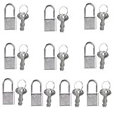 10 Pcs Mini Cute Diary Padlock Vintage Style Small Luggage Locks Decorative Tiny Padlock Suitcase Lock with Keys for Diaries Jewelry Boxes Travel Backpack Suitcase (Silver)