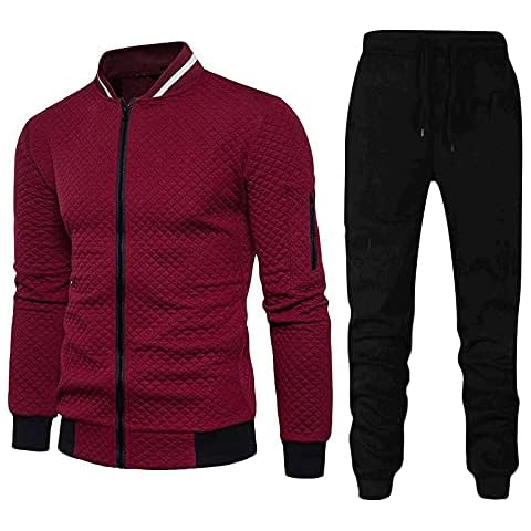 NQyIOS Men's Tracksuits Set Compression Pants Tights Leggings Sports Baselayer Running Athletic Workout Shirts Set Sweat Outfit Workout Sets Sales Clearance Wine Cover