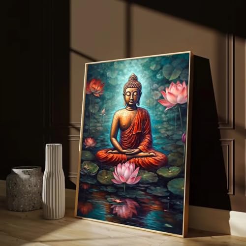 Affiche vintage Bouddha et Lotus pour créer un espace méditation