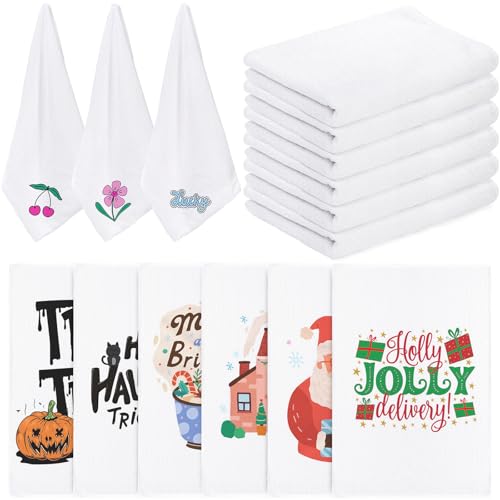 WUWEOT 15 Pack Sublimation Blank Towels 40 x 60 cm DIY Microfiber Kitchen Towels White Soft Bathroom Towels Easy to Clean Multi Purpose Dish Towels for Cleaning and Decoration
