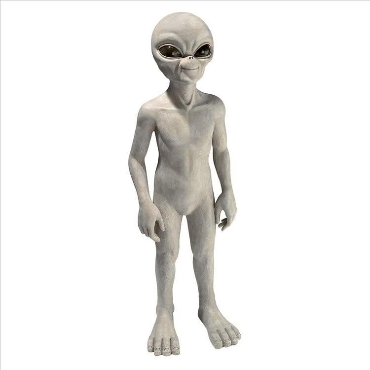 Design Toscano LY612299 The Out-of-this-World Extra Terrestrial Alien Statue, Large, Gray Stone Finish