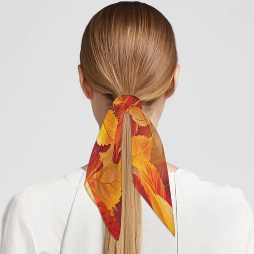 Plant Leaves Print Silk Scarf for Women 23.6x23.6" Satin Head Scarf4