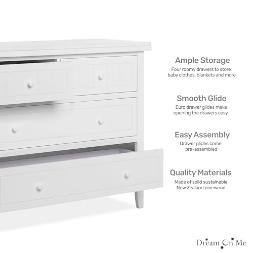 Dream On Me Wade 4 Drawer Universal Dresser for Nursery, White by Dream On Me - Used condition - Image 3
