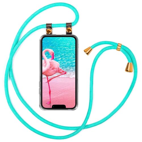 Chaîne de téléphone portable iPhone 13 mini coque turquoise cordon moex