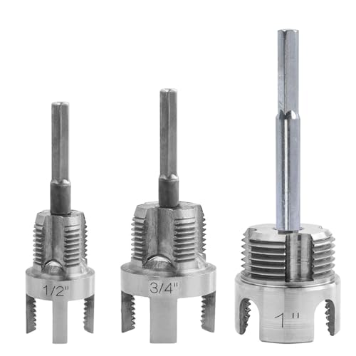 Image of Bestgle 3Pcs PVC Pipe Threader Kit – 1/2", 3/4", 1" NPT Sizes Dual-Function Internal & External Pipe Threading Cutting Tool for PVC, PPR, Plastic Pipes, Electric Drill Compatible