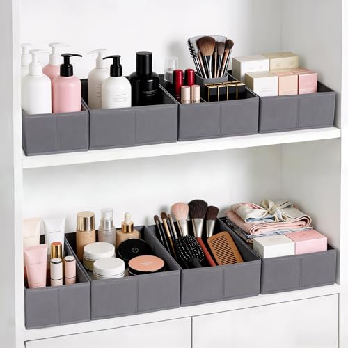 LAJIAKE 8er Set Schubladen Organizer passend für PAX Kleiderschrank 100×58 cm Faltbar Schubladeneinsatz für Kleidung & Kinderkleidung, modulares Design, stabil, Grau