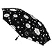 LGHKLVXPZE Travel Umbrella, Women Men Daisy Flower Sun Moon Durable Auto Open Close Umbrella, Fashion Waterproof Quick-Dry Umbrellas for Rain and Sun Protective