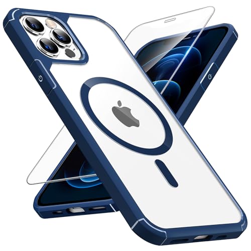 Image of TAURI for iPhone 12 Pro Max Case, Compatible with MagSafe, Blue | with Screen Protector, Not-Yellowing Military-Grade Protection, Shockproof Slim Magnetic Case for iPhone 12 ProMax
