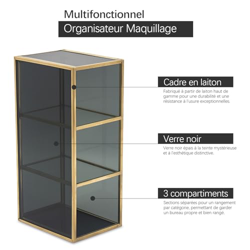 Organiseur de cosmétiques 3 compartiments contre le désordre