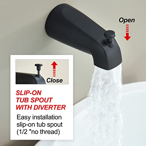 Gabrylly Shower Tub Kit Matte Black, Tub And Shower Faucet Set With 8-Inch Rain Shower Head And Tub Spout, Single-Handle Tub And Shower Trim Kit, Shower Valve Include #TOP4