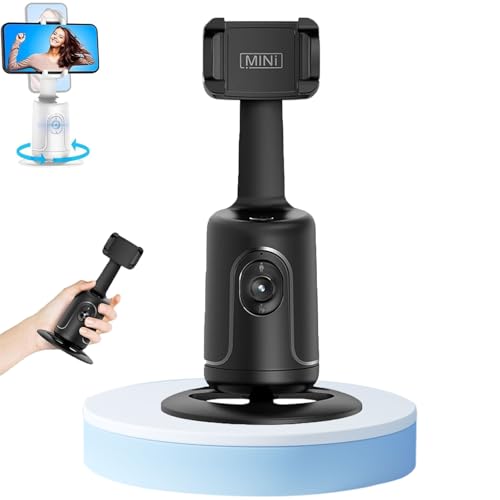 Image of Smart Ai Facial Recognition Phone Tripod, 360 Panoramic Auto Face-Tracking with Gesture Control, Adjustable 2-in-1 Tripod & Selfie Stick for Content Creator (Black, Smart Gimbal)