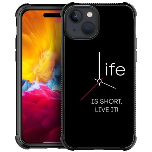 CARLOCA Compatible with iPhone 15 Plus Case,Life is Short Live It Clock Pattern Ultra Protection Shockproof Soft Silicone TPU Non-Slip Back for iPhone 15 Plus