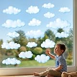 DECOWALL Cloud Window Clings – White Puffy Cloud Window Stickers for Kids Bedroom, Nursery, Bathroom & Playroom Decor, Reusable Double-Sided Static Cling Decals (CDS4-9008)