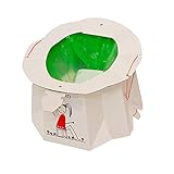 Hecho de materiales 100% biodegradables: una almohadilla altamente absorbente y biodegradable absorbe 250 ml de líquido en 30 segundos y un sistema de cierre inteligente protege el contenido y elimina los olores. Después de su uso, el mango permite que el orinal sea higiénico para su eliminación.
