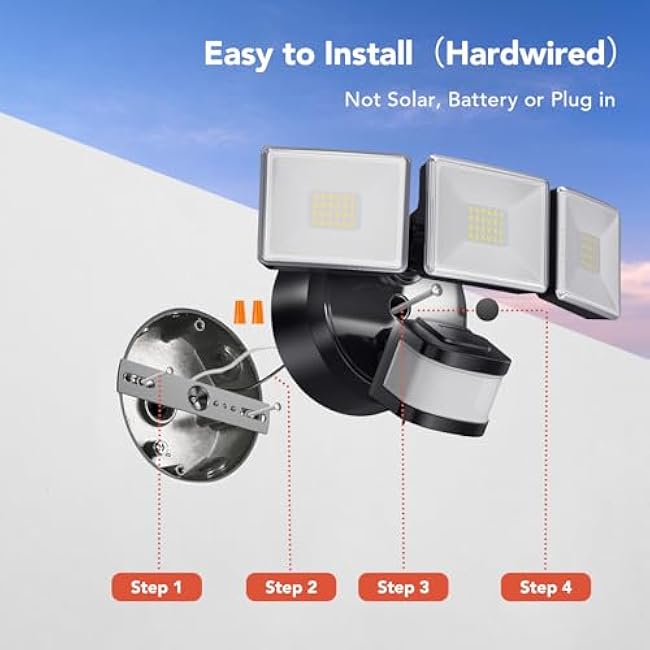 OREiN Motion Sensor Outdoor Lights Flood Lights Outdoor LED Security Light 30W Black