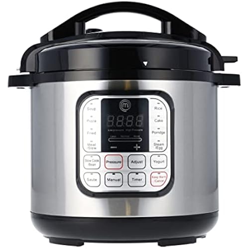 MasterChef Electric Pressure Cooker 10 in 1 Instapot Multicooker 6 Qt, Slow Cooker, Vegetable Steamer, Rice Maker, Digital Programmable Insta Pot with 18 Cooking Presets, Stainless Steel, Non Stick
